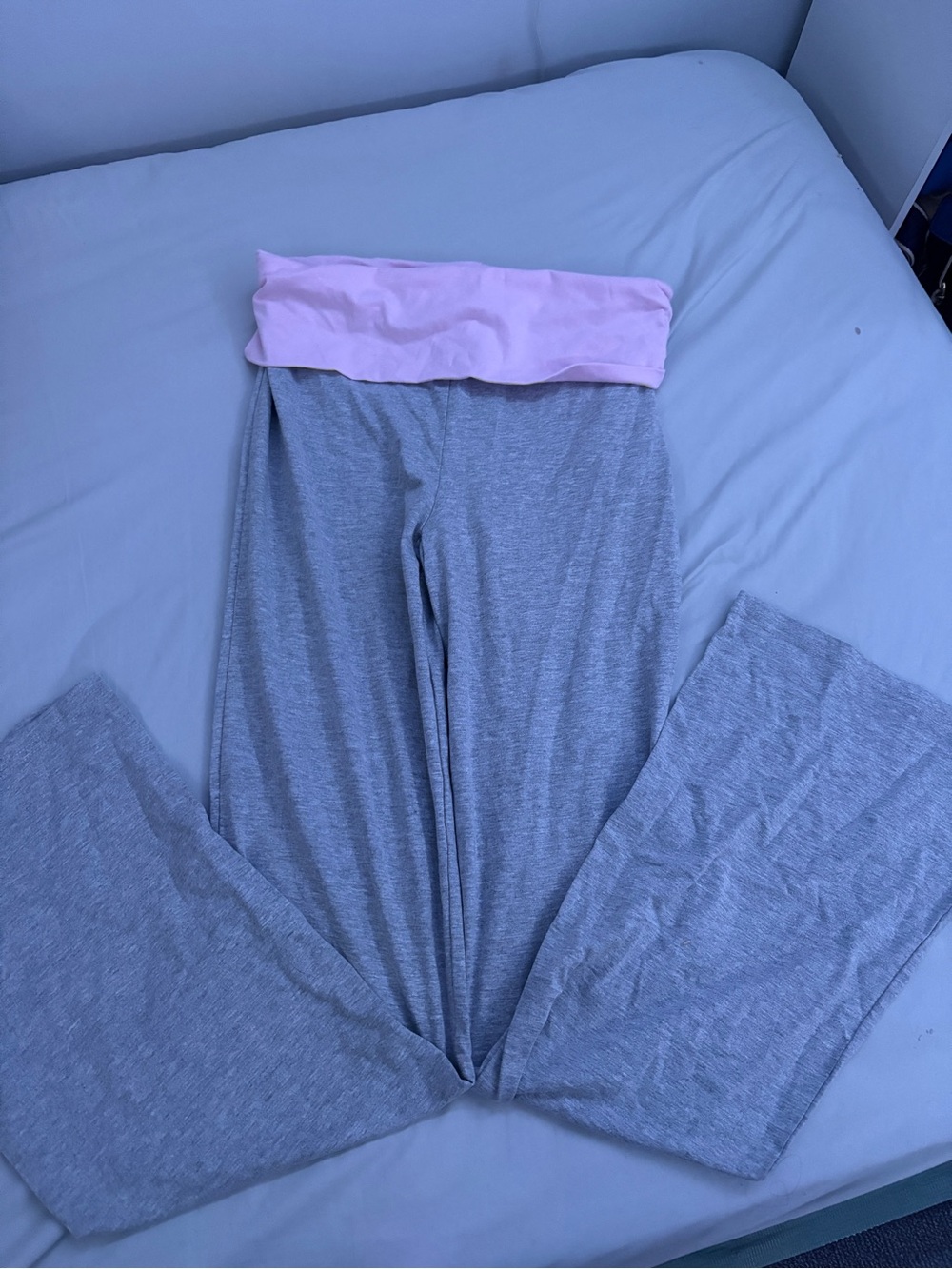 Women's Fold-Over Waist Lounge Pants - Pink & Gray